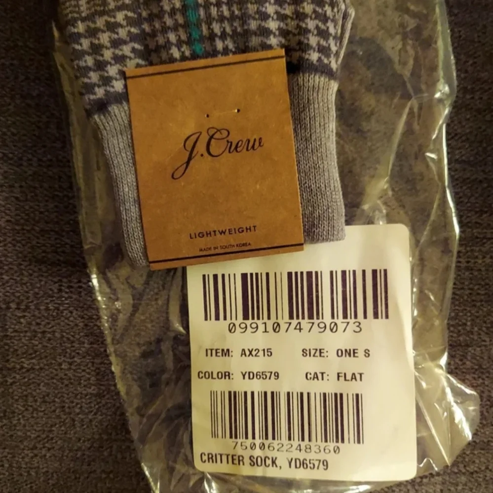 J.Crew Men's Critter Dress Socks in Dean Grey Blue Plaid O/S fits most BNWT SO